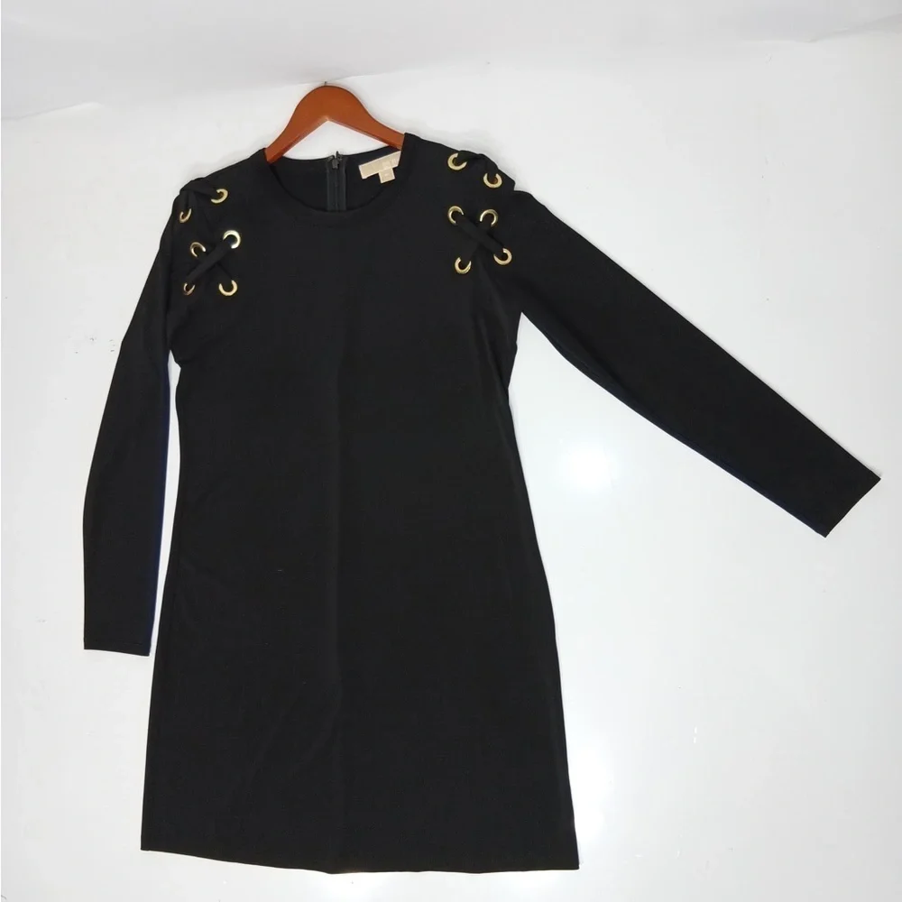 MK Elegant Black Dress with Gold Accents size M pre owned Exellent condition